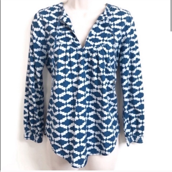 J. Crew popover cotton patterned blouse top - Picture 1 of 8